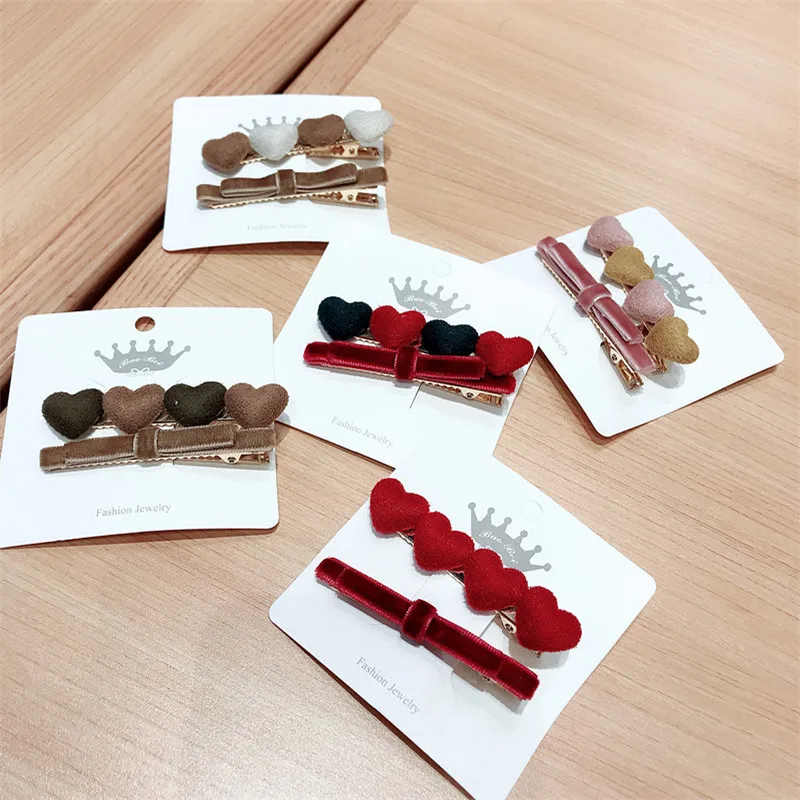 

Sweet Red Hair Accessory Bow Hair Clip Set Does Not Hurt The Scalp Or Hair Velvet Joker Clip