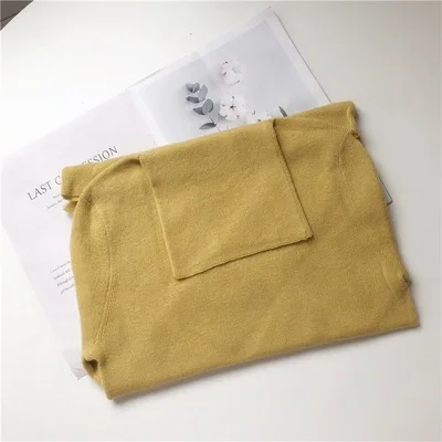 Yellow Женский свитер, Классический свитер, разноцветный, Одноцветный, с высоким воротником - Цвет: Yellow