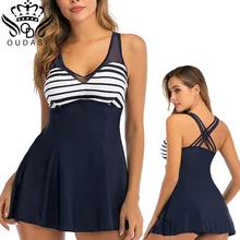 Женский купальник, танкини из двух частей, в полоску, винтажный, размера плюс, два стиля, Пляжная летняя одежда, Мягкий Купальник для женщин, 5XL