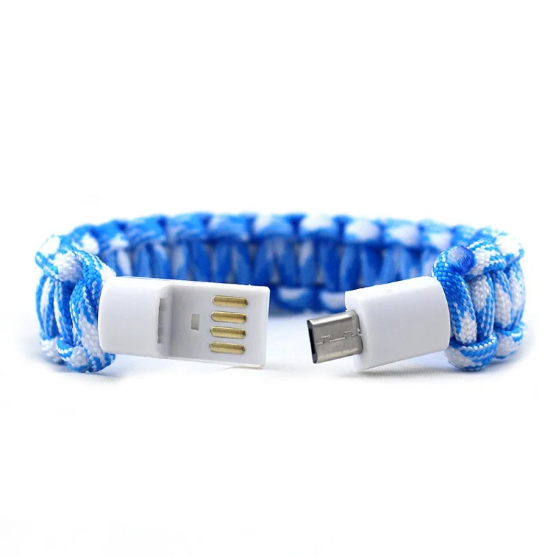 Уличный спасательный Паракорд нейлоновый браслет стиль Паракорд USB кабель-браслет для телефона Android