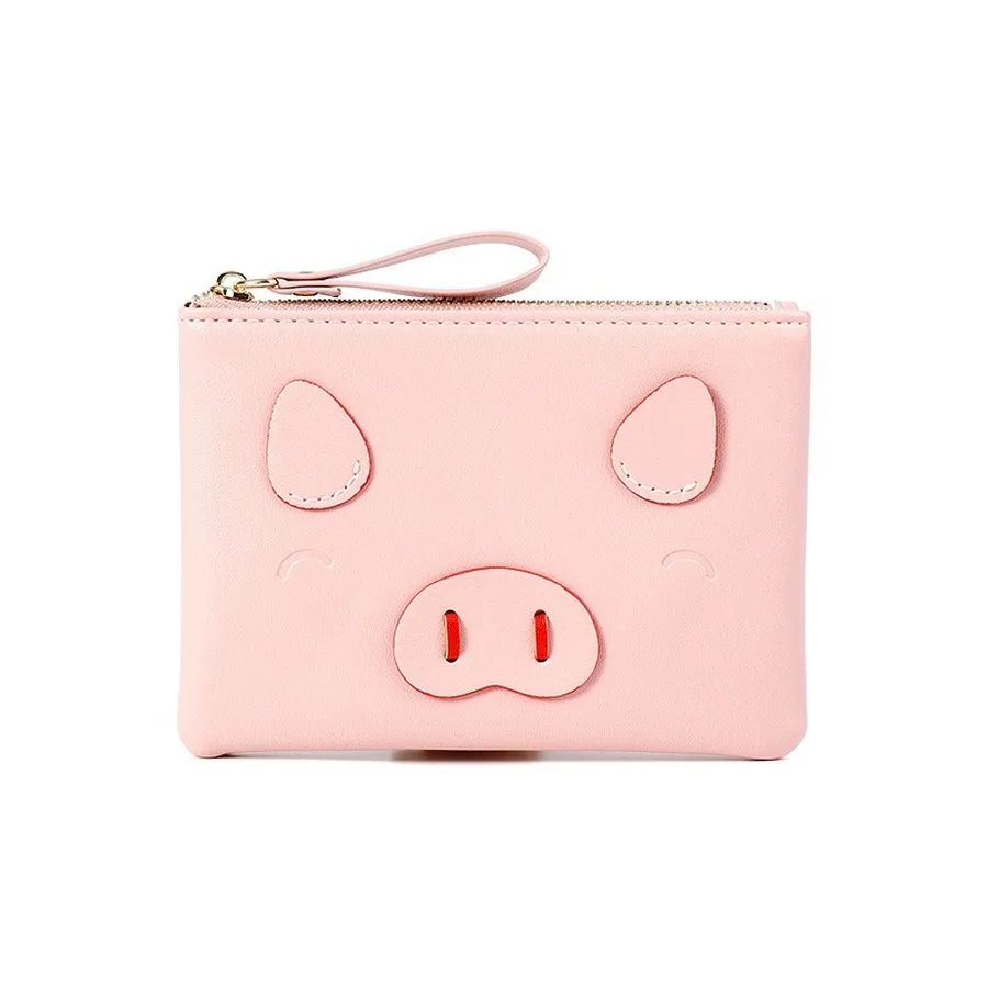 

Cute Cartoon Pig Printed Wallet Fashion Solid Color Zipper Coin Purse Casual Multi-function Coin Small Card Holders Wallets 2019