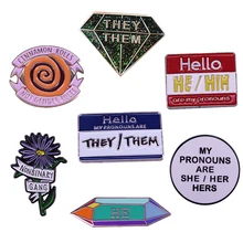 Broche de orgullo Neutral, 7 estilos diferentes, Pin de banda no binario, él, ella, ella, insignia de botón