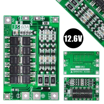

3S 12.6V 60A 18650 Lithium Battery Charge BMS Protection Board 18650 Battery Balancer Cell for Drill Motor Electric Tools