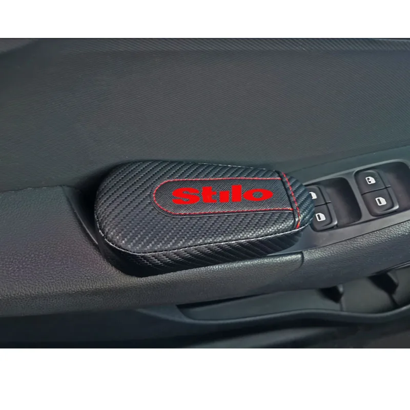 Для Fiat Stilo, 1 шт., углеродное волокно, кожа, авто подушка для ног, наколенник, Автомобильный Дверной рычаг, автомобильные аксессуары, защита для автомобиля
