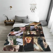 Draco Malfoy-Manta a cuadros de terciopelo para Primavera/otoño, manta suave de mago mágico, para el hogar, alfombra al aire libre, pieza