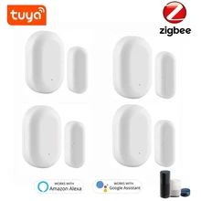 Tuya ZigBee Smart Window Door Gate Sensor Detector Home Security Alarm System Voice Control Work With Alexa Google Assistant