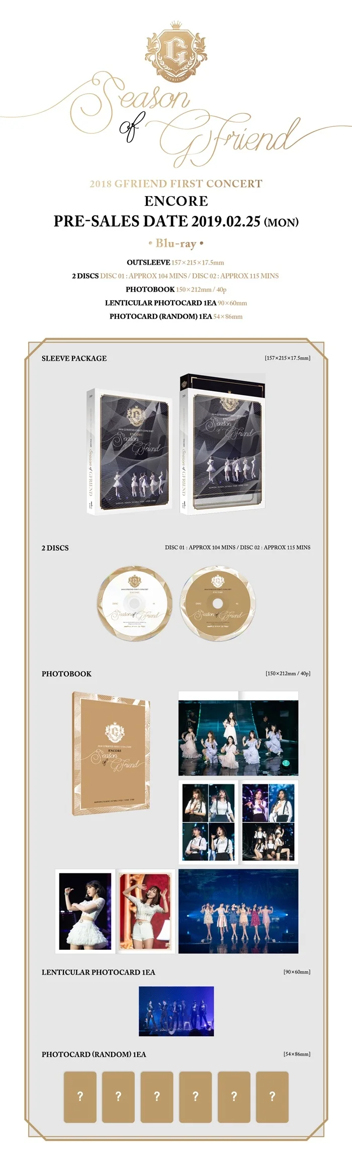 [MYKPOP]~ Официальный~ GFRIEND первый концертный ENCORE: сезон GFRIEND Blu-Ray-SA19091002
