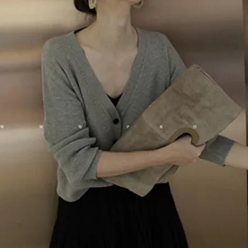 

Autumn and winter new 2019V collar cashmere sweater knit ladies sweater cardigan jacket short paragraph