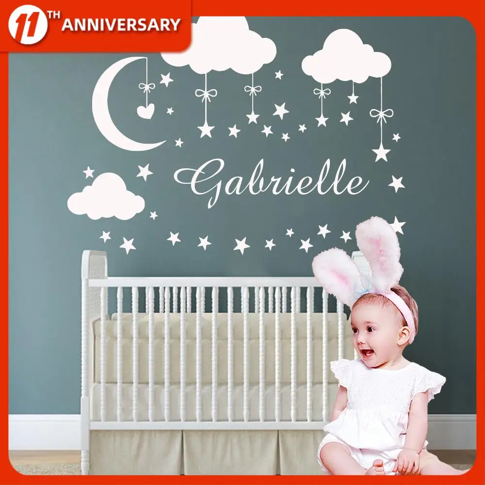 Personalized Custom Name Wall Sticker Moon Stars Vinyl Stickers For