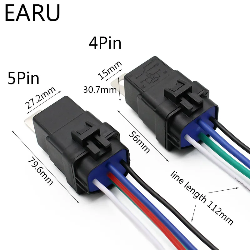 Автоматический Автомобиль реле герметичный водонепроницаемый Встроенный проводной DC12V 40A 5Pin 4pin авто реле+ держатель с 105 мм длина провода