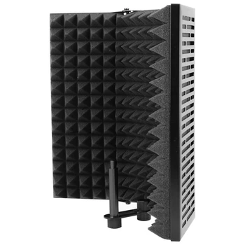 

Top Black Foldable Microphone Isolation Shield, Adjustable Studio Recording Studio Isolator Foam Acoustic Panels Noise-Absorbing