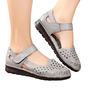 

Woman Shoes Sandals Printed Mesh Fish Mouth Hollowed Out Wedges Gray Dignified Fashion Trend Sandals Women Summer Shoes