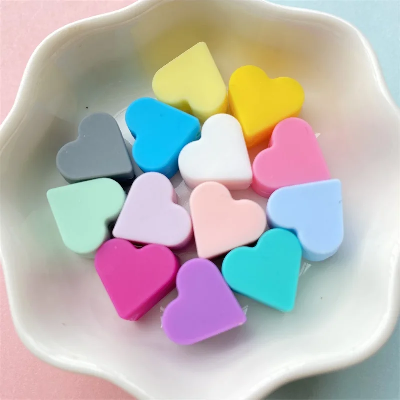 30pcs Silicone heart-shaped Beads Food Grade Baby Chewable Teething Beads For Nursing Necklace DIY Jewelry Making Accessories 5