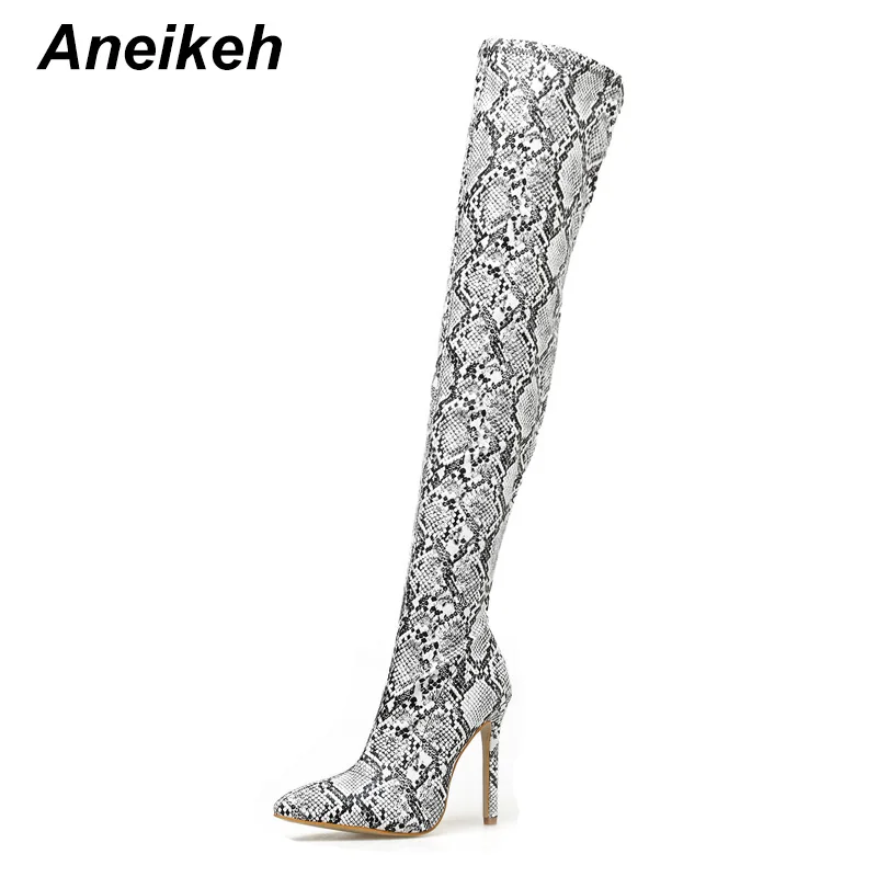 Aneikeh/модные ботфорты; женская обувь на высоком каблуке-шпильке; Botas mujer invierno; коллекция года; пикантные туфли-лодочки «Челси» с острым носком; размер 42