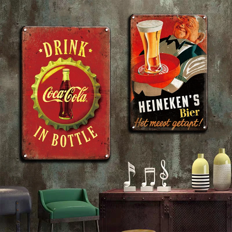 bar kitchen Retro metal Sign vintage man cave Coca Cola pub