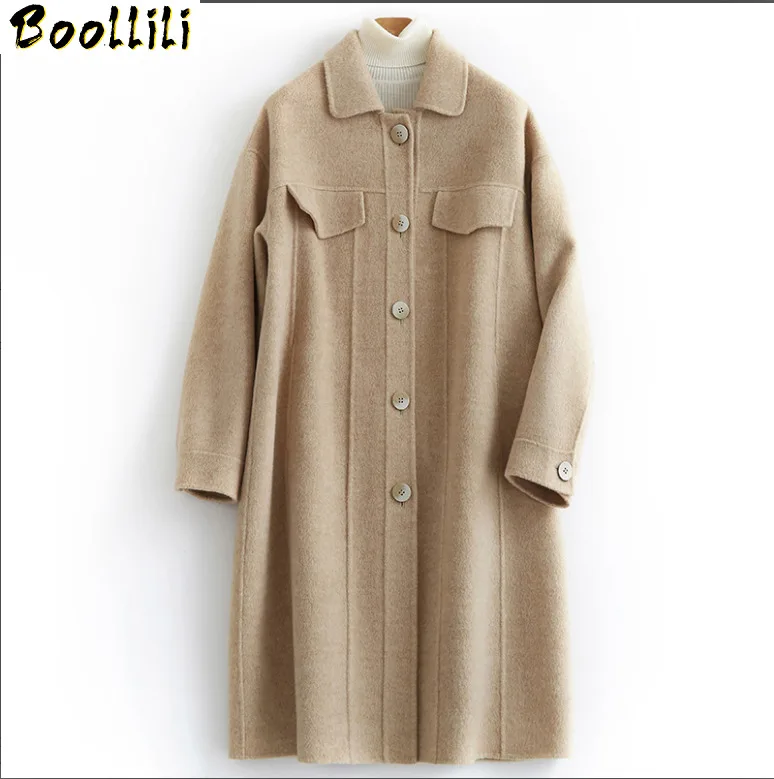 

Boollili Real Wool Coat Female Alpaca Jacket 2020 Autumn Winter Jacket Women Double Side Woolen Coats Korean Long Jackets