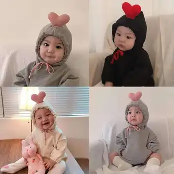 

Newborn Baby Romper Long Sleeve Cute Love Heart Design Hooded Romper Jumpsuit Baby Boys Girls Autumn Sweatershirt Romper