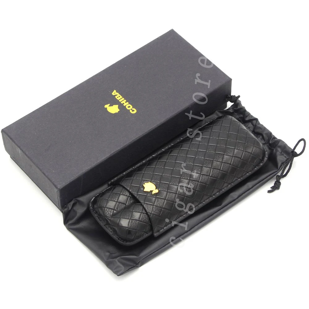 COHIBA дорожный увлажнитель для сигар чехол тканый узор сигарная коробка кожа портативные сигары аксессуары для хьюмидора с подарочной коробкой