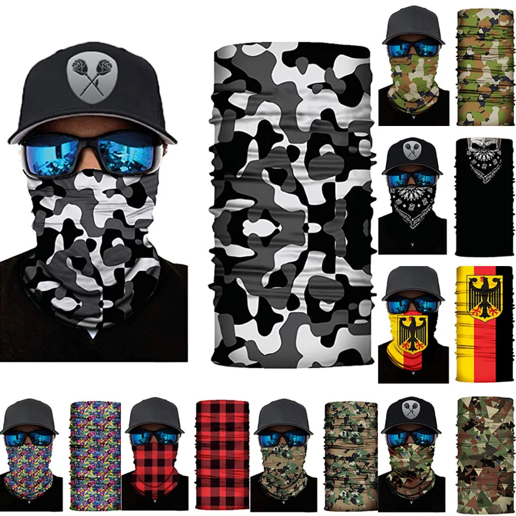 Объемная камуфляжная однотонная бандана головная повязка на шею велосипедная