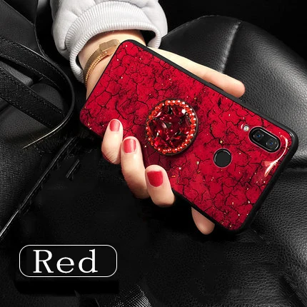 Red with Bracket Модный мраморный Блестящий силиконовый чехол для Xiao mi 9 mi 9 SE mi 8 mi 8 Lite A1 A2 Max 2 3 Play Cover On Red mi GO S2 6A Note 6 7 Pro - Цвет: Red with Bracket