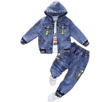 Spring & Autumn Cowboy Child Sets New 2022 Korean Version Clothes For Teens Kids Clothes Boys Two-Piece Denim Coat Casual Jacket
