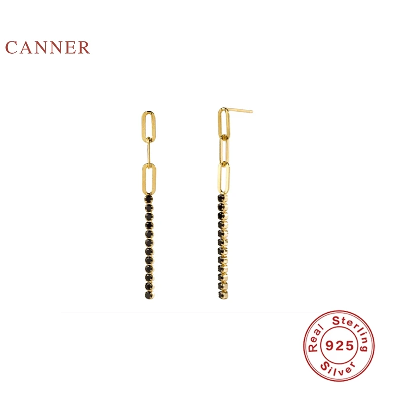 

CANNER 925 Sterling Silver Earrings For Women White Zirconia Stud Earrings Zircon Korean Pendientes Silver/Gold Jewelry