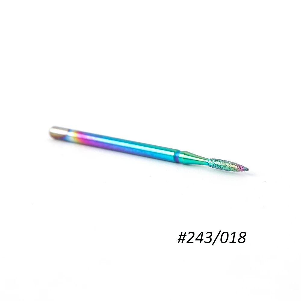 243 018 1 шт. алмазные сверла для ногтей, радужные карбидные фрезы, роторные заусенцы, электрический инструмент для очистки кутикулы, для маникюра, SA1514-1 - Цвет: 243 018