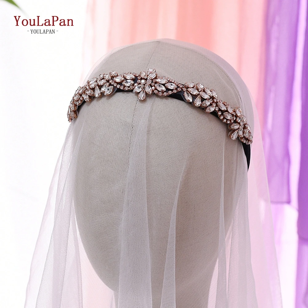 YouLaPan, S429-FG, розовое золото, свадебные аксессуары для волос, стразы, повязка на голову, барокко, лента для волос, свадебная тиара, головные уборы