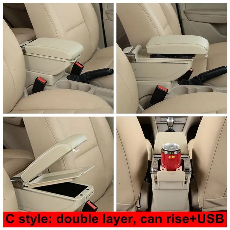 Para Nissan Terrano 3 reposabrazos caja doble elevada con USB Central Console caja de almacenamient