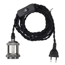 Европейский стандартный кабель питания витой парный штекер держатель лампы алюминиевая лампа вращающееся кольцо ретро металлические фитинги E27 Эдисона винт