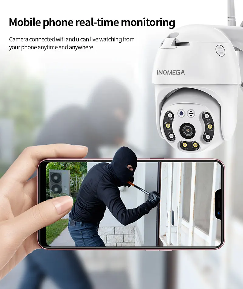 INQMEGA TUYA PTZ IP Камера на открытом воздухе Wi Fi 1080P и 3MP Беспроводной безопасности Cam