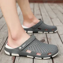 Летние мужские сандалии большого размера; пляжная пористая обувь с закрытым носком; мягкие прозрачные шлепанцы на толстой подошве