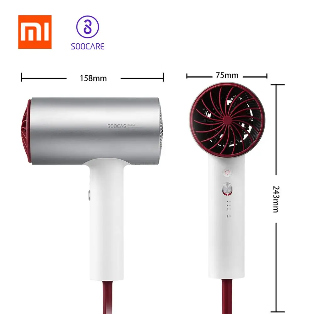 

Xiaomi Mijia SOOCAS H3s Negative Ion Anion Hair Dryer 1800W Professional Blow Dryer Aluminum Alloy Powerful Electric Hair Dryer