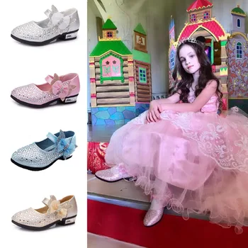 

New Children Princess Sandals Shoes Baby Girls Shoes Wedding Shoes Bow-knot Sweet Dress Sandals Girls Party Kids Leather Shoes