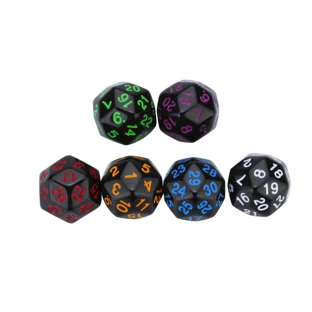 30 face dice 6Pcs dnd dice sets brand new poly dice dados de rpg party happy game polydice dobbelsteen 30 zijdig 30A20 (8)