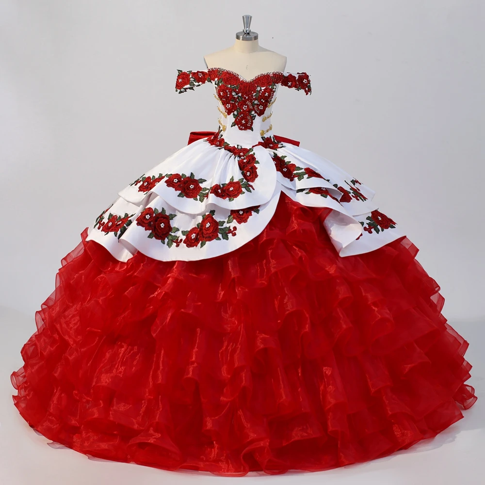 red white quinceanera dresses