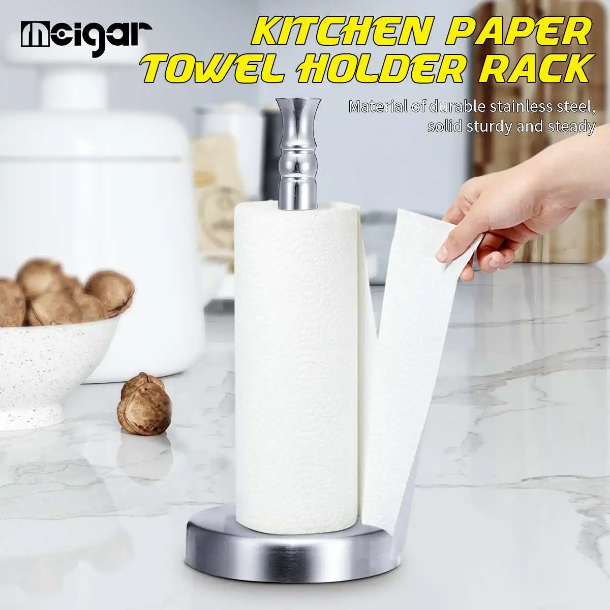 

Stainless Steel Paper Holder Stand Punch Free Paper Towel Rack Tissue Roll Paper Shelf Home Kitchen Countertop Bathroom Hardware