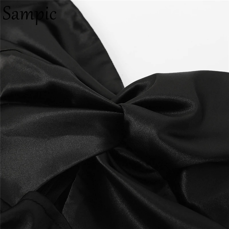 Sampic, сексуальное женское осеннее облегающее платье с пышными рукавами и открытой спиной, мини-платье с открытыми плечами, вечерние Клубные платья
