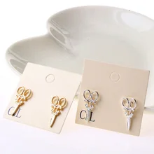 1 пара сережек в форме ножниц, серьги-гвоздики, золотой и серебряный цвета, панк дизайн, Женские Ювелирные изделия, женские модные серьги для девушек, аксессуары