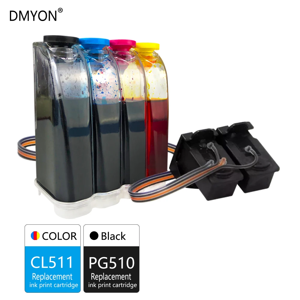 

DMYON Compatible for Canon PG510 CL511 CISS Bulk Ink Cartridges For MP240 MP250 MP260 MP280 MP480 MP490 IP2700 MP499 Printer