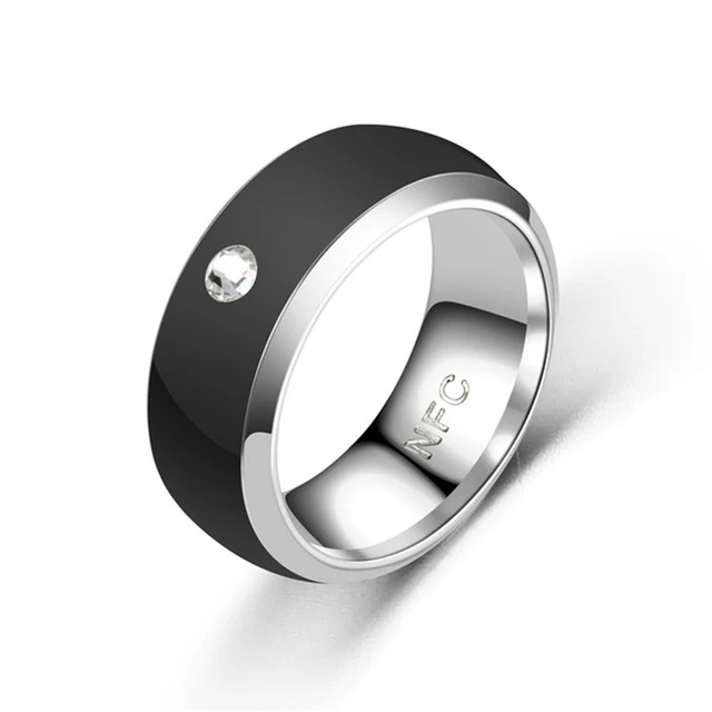 Anillo de dedo NFC de acero inoxidable para hombre, dispositivo