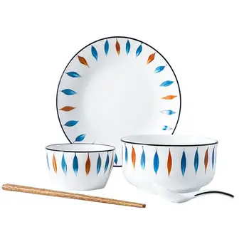 

5pcs set bowls and plates set ramen bowl ceramic salad bowl large soup bowl dinner plate set ceramic tableware noodles bowl