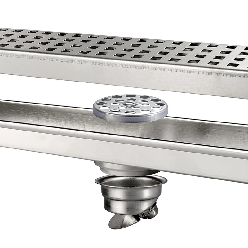 304 Stainless Steel 600/800/1000mm Bathroom Floor Drain  Deodorization Sewer Valve Shower  Brushed Nickel Finished Long Drainer