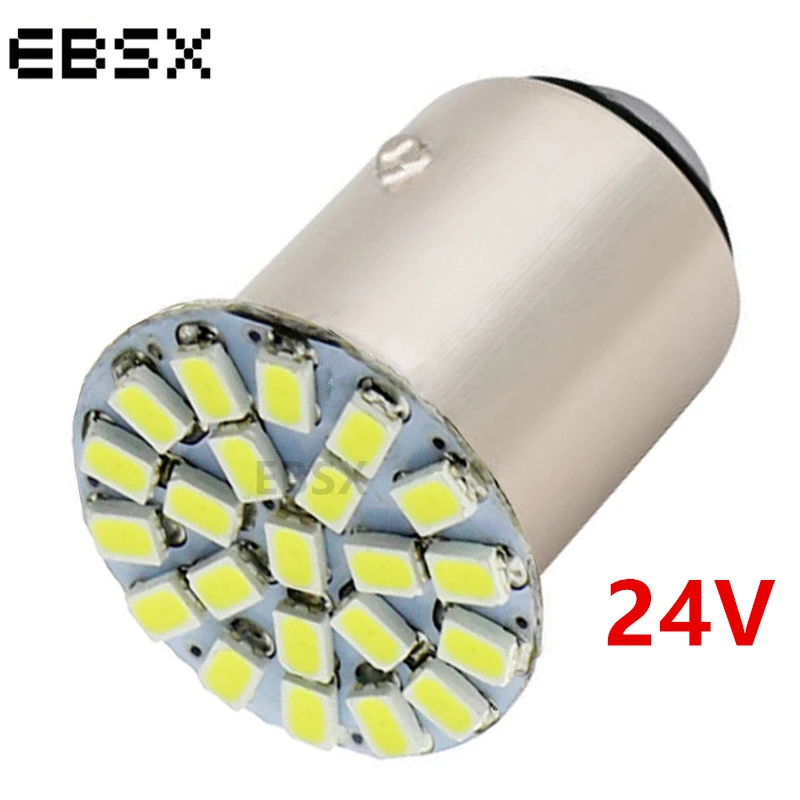 

EBSX 24V DC 10pcs 1156 BA15S 1157 BAY15D S25 1206 22 SMD 22 Led Bulbs Auto Turn Signal Brake Tail Parking White Indicator Light