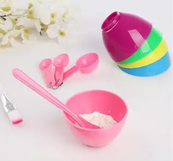 

New 100sets/lot 4 in 1 DIY Facial Mask Mixing Bowl Brush Spoon Stick Tool Face Care Set High Quality