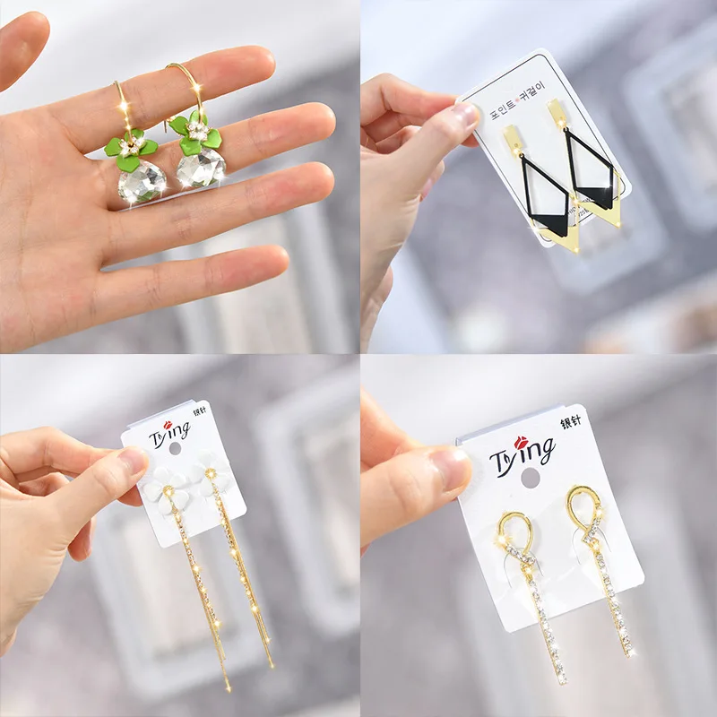 

Fashion Exquisite Silver Needle Long Tassels Crystal Flower Dangle Earrings Sweet Heart Star Sequins Statement Earrings Jewelry