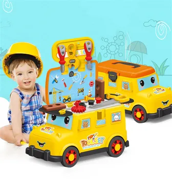

Simulation Repair Tools Toys for Boys Children Toolbox Bus Storage Wrench Saw Screwdriver Pretend Play Education Toys For Kids