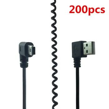 

200PCSlot USB Right Angled 90 Degree USB 2.0 Mini Male to A Type Male Stretch Spring Data Cable for SSD & Hard Disk By DHL
