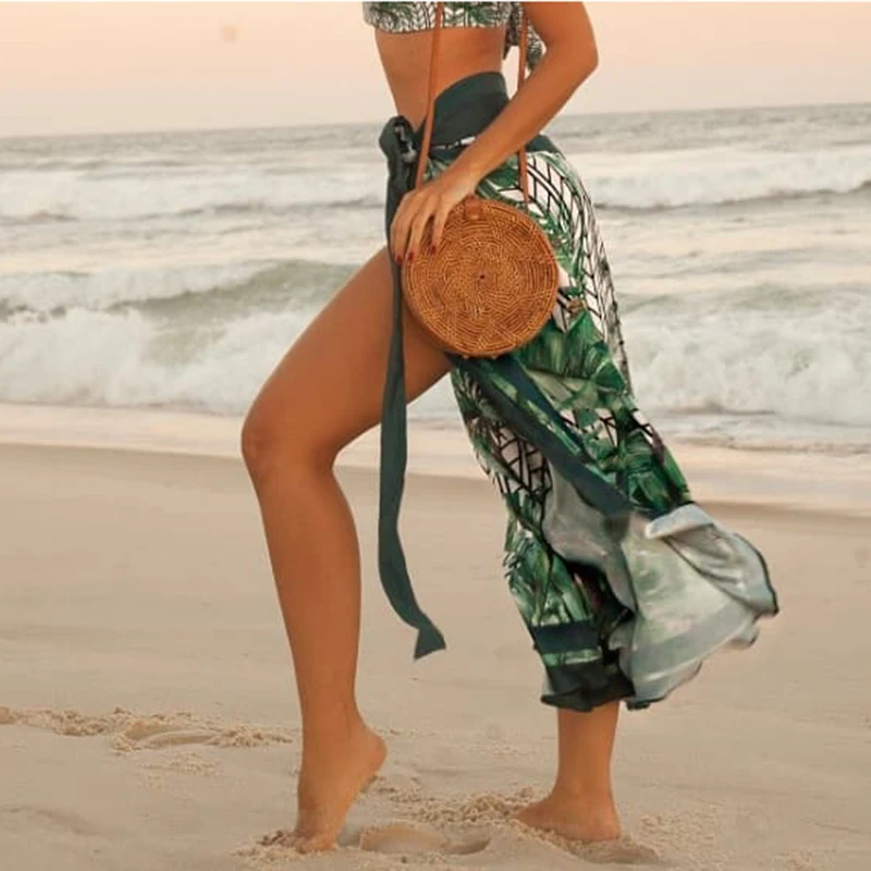 Новинка 2020 комплект бикини пляжная юбка туники для пляжа накидка на с длинным