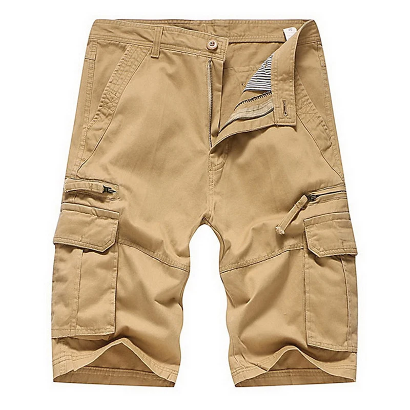 khaki SHIFUREN мужские военные карго шорты брендовые новые мульти карманные тактические хлопковые Рабочие Комбинезоны Короткие Брюки Большие размеры 28-40 - Цвет: khaki